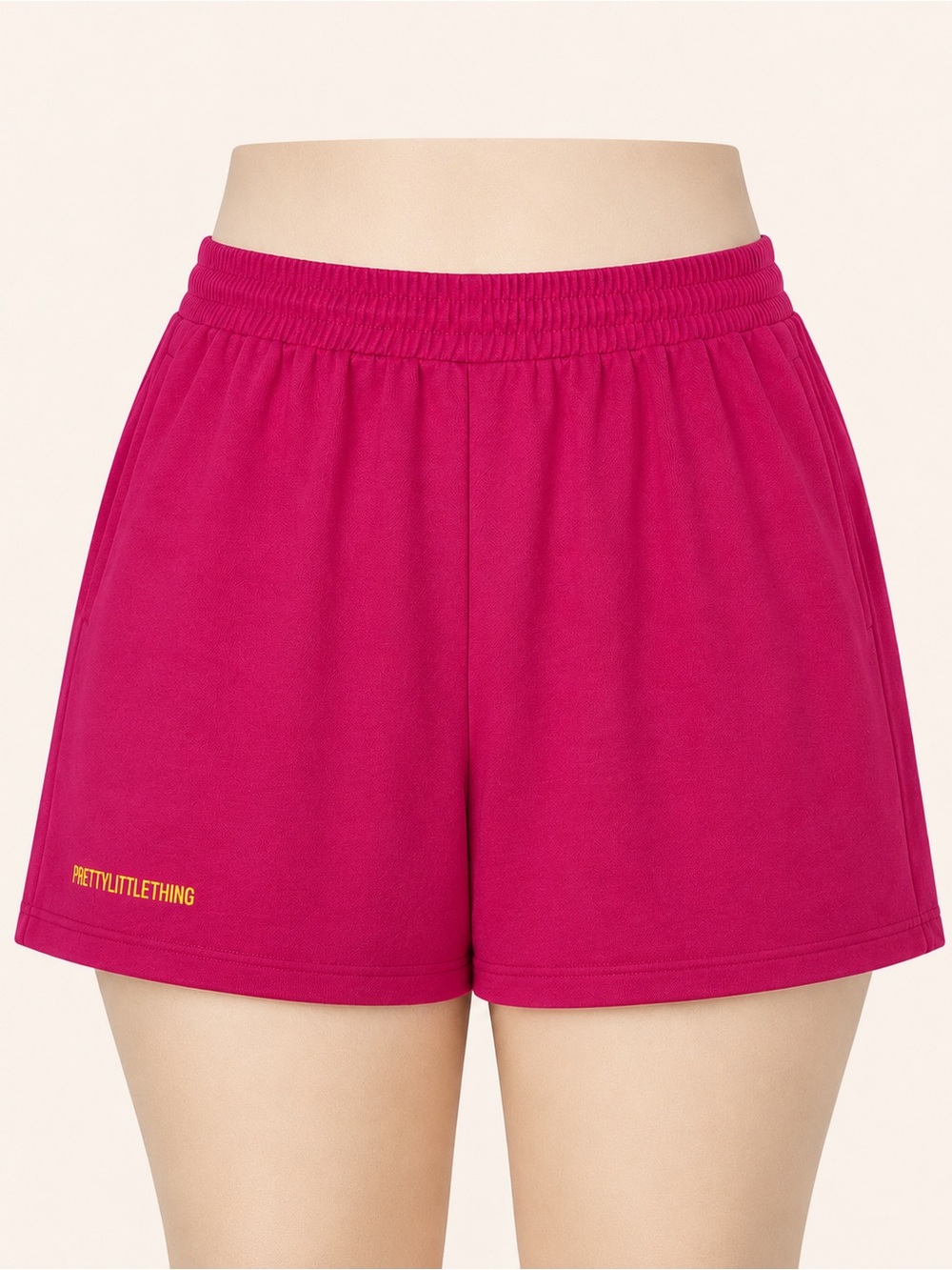 NWT PrettyLittleThing Hot Pink Logo Sweat Shorts XXXL Plus - Picture 1 of 3